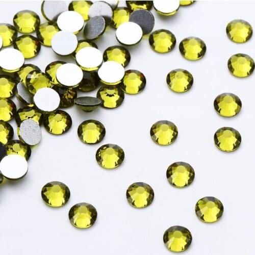 Nail art Strass Olivine Color Crystal Glue On Rhinestones SS3-SS34 Glitter Non Hotfix Flatback Manicure Nail Art Decoration