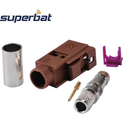 Superbat Fakra Code F Brown/8011 Jack Connector for TV2/SDARS Cable Mount Crimp for Coaxial Cable RG58 LMR195