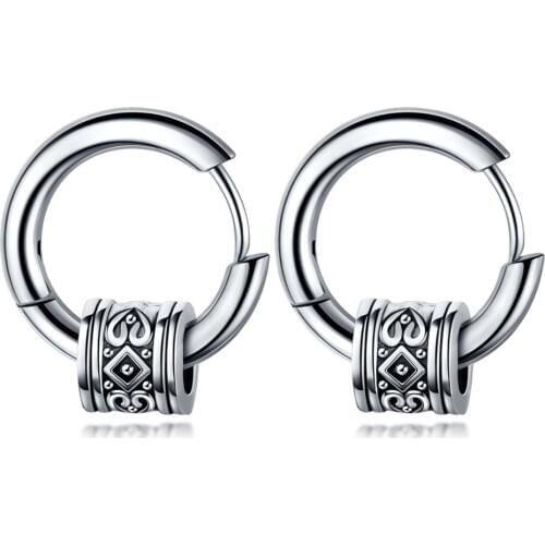 Vintage Stainless Steel Man Hoop Earrings Punk Ear Jewelry Gift free shiping