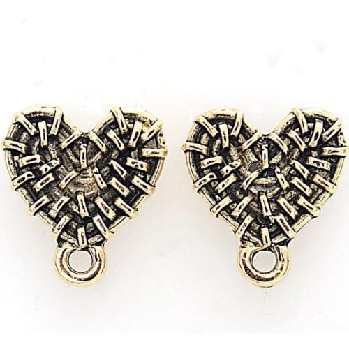 20pcs/lot Zinc Alloy Retro Stud Earrings Bronze Sweet Heart Round Base Earrings Connectors For DIY Earrings Making Accessories