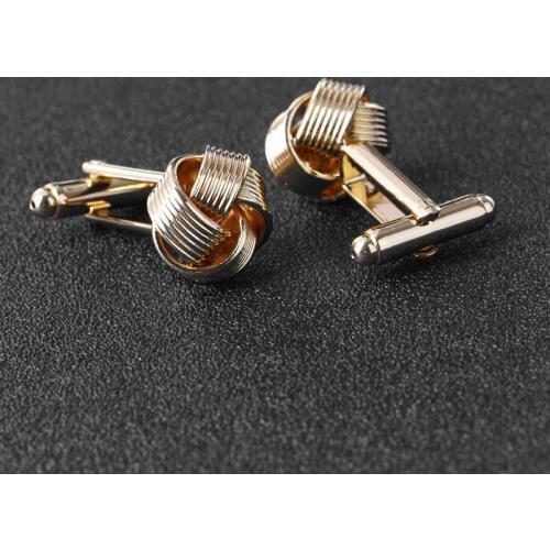 Knot Cufflinks For Men Shirt Cufflinks Silver Gold Color Plated Unique Fashion Business Wedding French Cuff Links