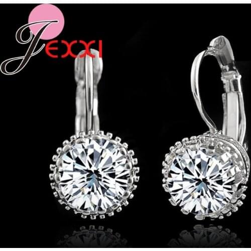 925 Sterling Silver Fashion Jewelry High Guaranteed!RealShiny 2 Carat CZ Crystal Cubic Zirconia WomanEarrings