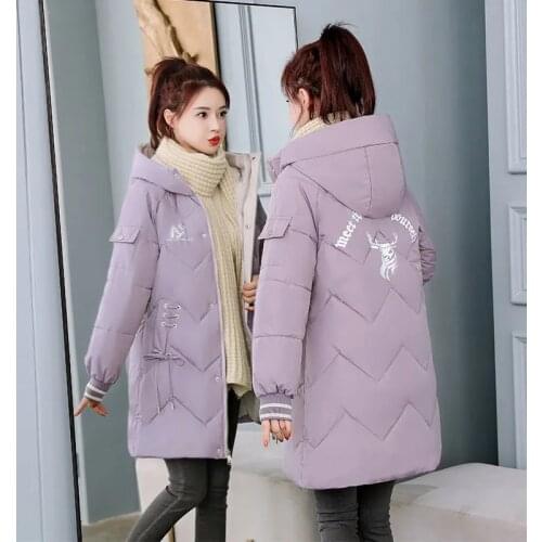Winter Student Coats 2021 New Hooded Down Cotton Parka Coat Women Long Winter Jackets Casual Loose Outwear Thicken Warm Jackets