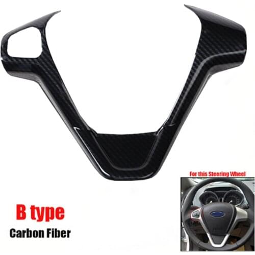 1pcs Car Refit Accessories for Ford New Fiesta MK7 2009-2017 Ecosport 2012-2017 Car Steering Wheel Covers Trim Sticker