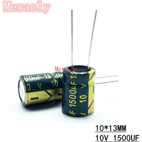 10pcs 10V 1500UF low ESR/impedance high frequency aluminum electrolytic capacitor 20% long life and high temperature resistance