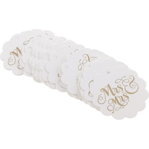100PCS Mrs Mrs Lesbian Wedding Brown Kraft Paper Tag Favor Gift Tags Strings