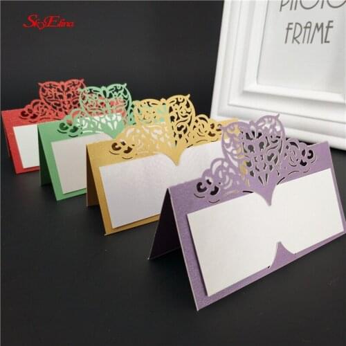 100pcs Heart Seat card Vintage Table Number Name Card Place Cards Wedding Birthday Party Decoration 6Z SH871-100