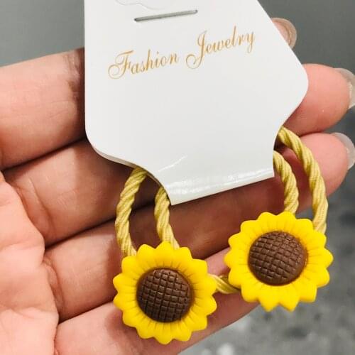 2Pcs/set Sunflower Flower Hair Accessories Children Rubber Bands Scrunchies Elastic Hair Bands Girls Headband Decorations Ties