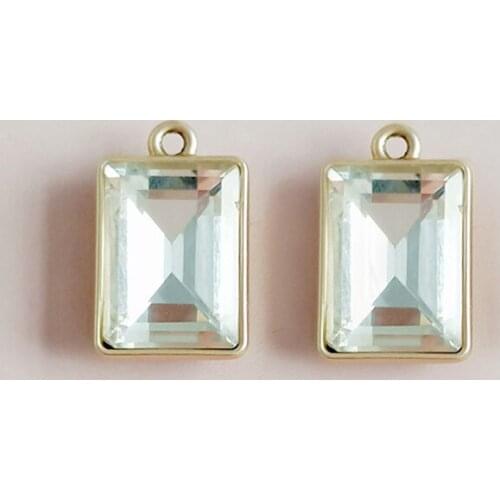 2019New 100Pcs Rectangular Clear crystal button for DIY earring or necklace pendant and hair jewelry accessories HZ583