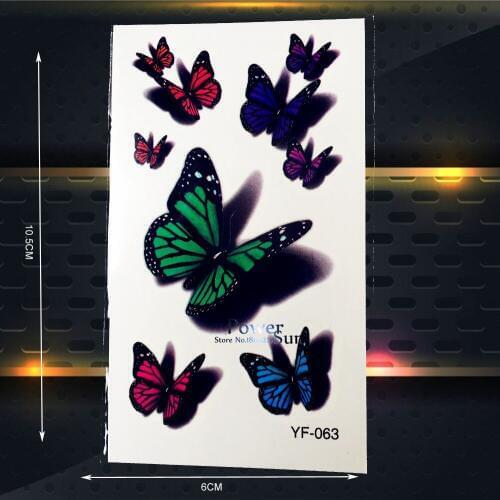 3D Cute Butterfly Temporary Tattoo Women Child Body ARt Fake Flash Tattoo Stickers, Kids Body Art Waterproof Tatoo Paste