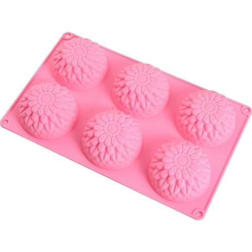 6 Holes Sunflower Chocolate Silicone Mold DIY Handmade Daisy Flower Soap Mould Kitchen Jelly Donuts Fondant Cake Baking Tools