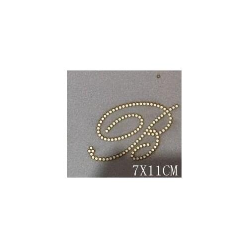 Free shipping B letter logo hotfix rhinestones motif heat transfer in DIY in LOGO for clothing