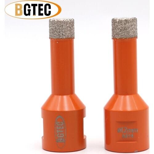 BGTEC 2pcs 12mm Vacuum Brazed diamond drilling bits dry drilling granite marble tile ceramic hole saw M14 drill core bits
