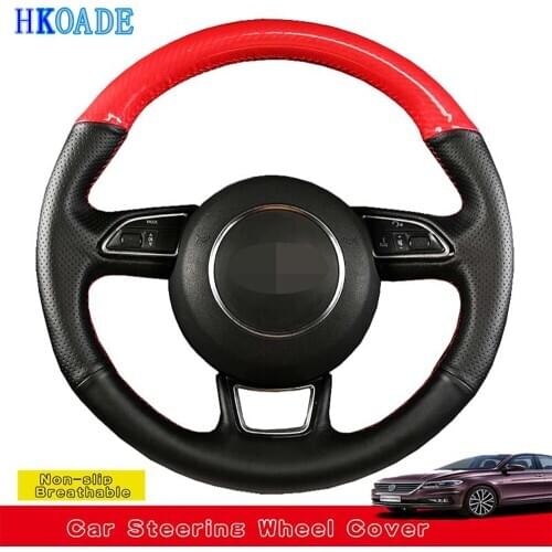 DIY Soft Genuine Leather Car Steering Wheel Covers For Audi A1 8X A3 8V A4 B8 Saloon Avant A5 8T A6 C7 A7 G8 A8 D4 S1 8X S3 S4