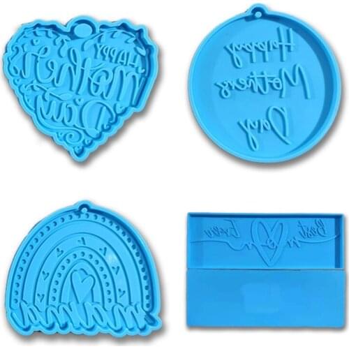 Mothers Day Series Pendants Epoxy Resin Mold Keychain Silicone Mould DIY Crafts Jewelry Casting Tool