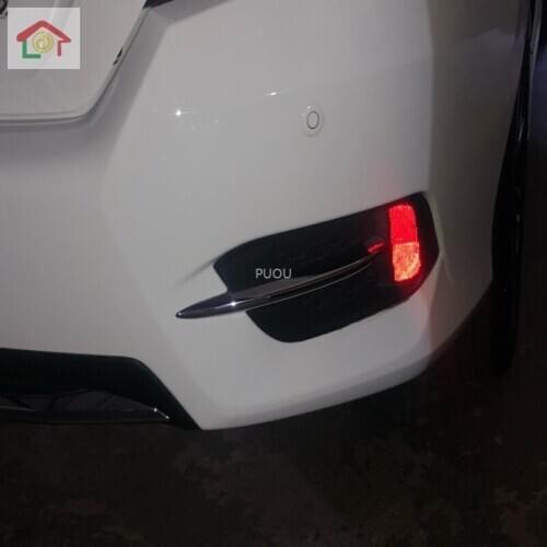 For Honda Civic 2016 - 2020 Chrome front Fog Light Lamp Eyebrow Bumper Lid Eyelid Trim Cover Car Styling Kit Molding