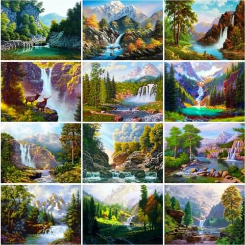Evershine Diamond Painting Mountain Cross Stitch 5D DIY Diamond Embroidery Waterfall Landscape Mosaic Tree Rhinestone Crafts Kit
