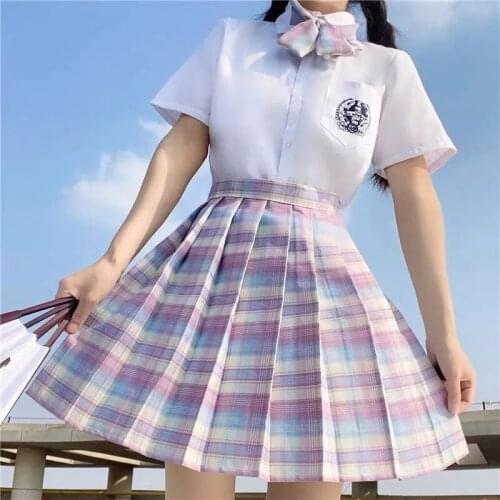 HYNOATH 2021 Summer JK Plaid Skirt Harajuku Gothic Fashion High Waisted Kawaii Dance Ladies Plaid Mini Pleated Skirts Women Y2k