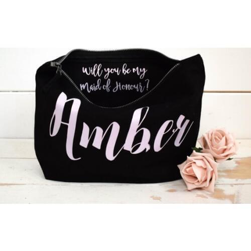 Customize wedding bride Bridesmaid maid of honour Makeup Gift Make Up comestic Bags kits pouches flower girl birthday presents