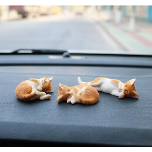 Hot Sale Sleeping Position Cat Simulation Kitten Model Pet Resin Pose Cute Car Jewelry Gift Figurines Miniature Decoration Craft