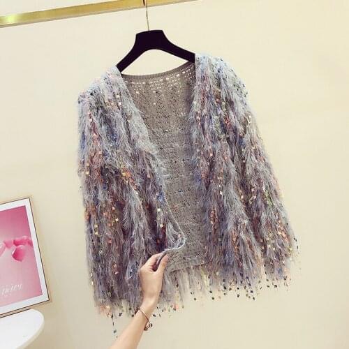 Tassel Knitted Women Sweater Cardigan Spring New 2021 V-Neck Loose Thicken Warm Female Outwear Coats Tops