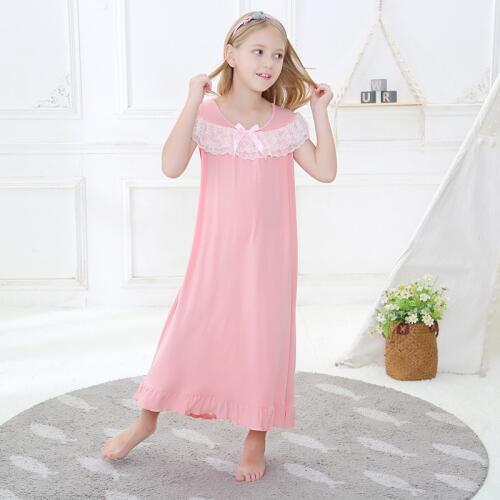 Summer Children Sleepwear White Embroidery Lace Princess Dress Cotton Sleeveless Girls Nightdress European Kids Nightgowns