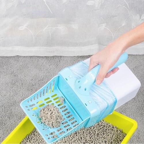 Cat Litter Shovel With Waste Bag Pet Litter Sifter Hollow Scoop Cleaning Tool Cats Litter Dog Poop Shovel With Garbage Box
