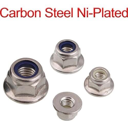 M3 M4 M5 M6 M8 Nylon Insert Hex Flange Nuts Lock Nuts Nickel Plated Carbon Steel Hexagon Self-locking Nylock Locknut