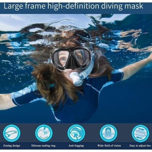OUTAD Diving Dive Mask Tempered Glass Lenses for Safety Swim eyeglasses Adjustment Strap Large Frame Scratch-resistant Anti Fog