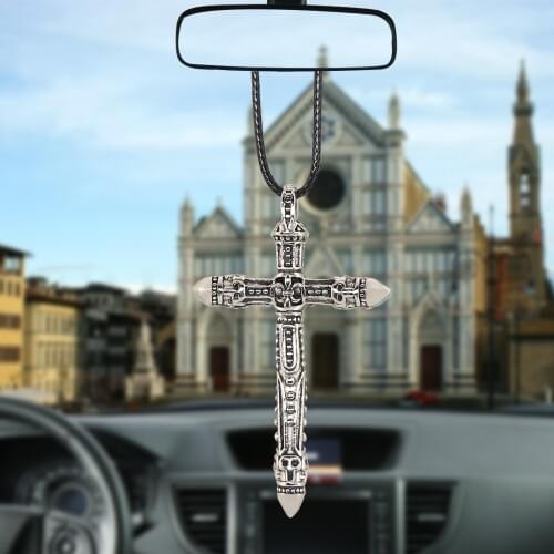 Metal Cross Christian Religious Car Pendant Interior Rearview Mirror Ornament Hanging Dangle Charm Car Styliny High Quality