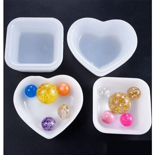 Mini Heart Dish Silicone Mold for Crystal Epoxy Uv Resin Plastic Manual Flower Container Glossy Polished
