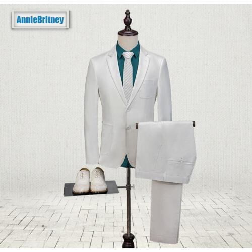 2017 Latest Coat Pant Design White Ivory Men Suit Slim Fit 3 Piece Tuxedo Custom Wedding Suits Groom Prom Blazer Terno Masculino
