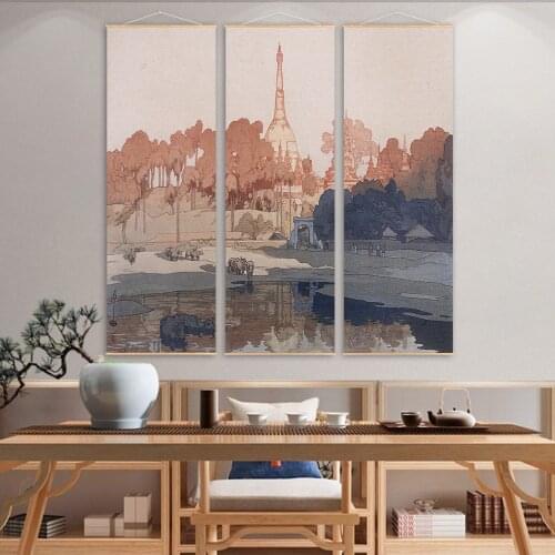 Wall Ar Decor Waterproof Ink Scroll Canvas Painting Picture Vintage Room Home Decoration Japanese Style Anime Poster