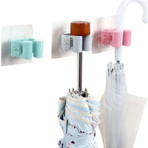 4Pcs Wall Mounted Mop Organizer Holder Brush Broom Hanger Storage Rack Bathroom Supplies No Hole Mop Rack
