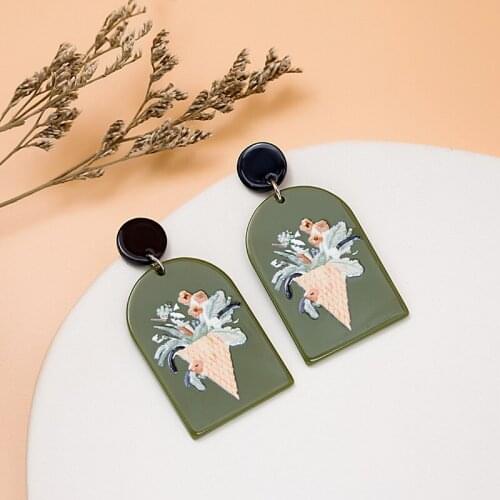 Origin Summer Statement Arcylic Irregular Geometrical Head Portrait Dangle Earring for Women Flower Plant Earring Jewelry
