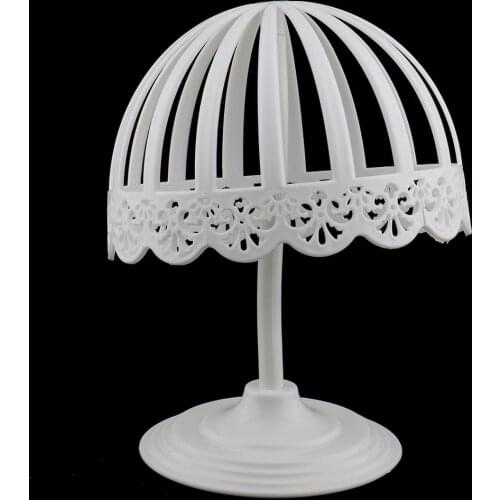 Plastic Baby Wig Hair Head Hat Cap Display Holder Stand Storage Rack 40cm Curved Plastic Pole & Round Heavy Base