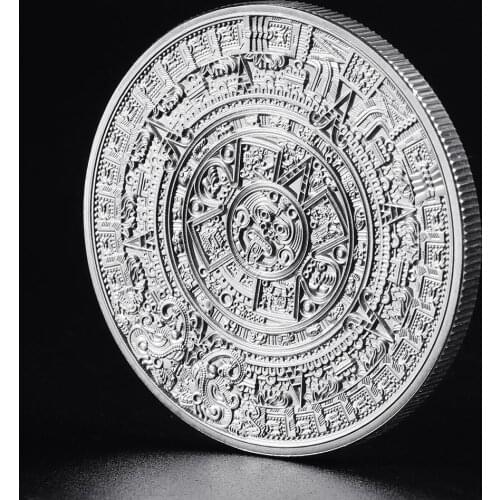 The Maya Silver Plated Coin Mexico Mayan Prophecy Calendar Antique Souvenir Coin Vintage Polish Coin Collectible Gifts