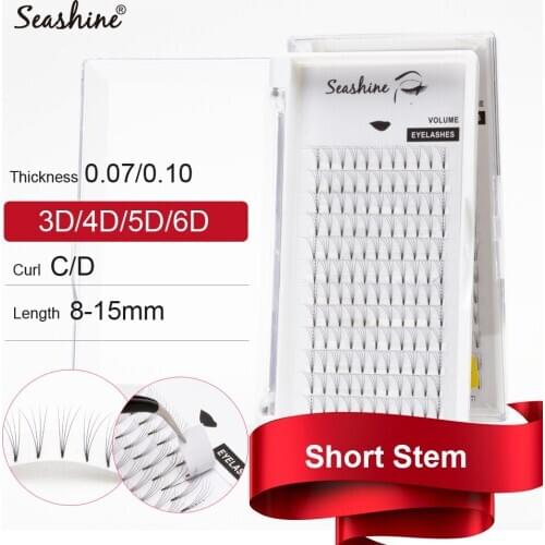 Seashine Short Stem Premade fans Makeup Lashes Extension Pre Made Volume Fans Lashes Eyelashes Extension
