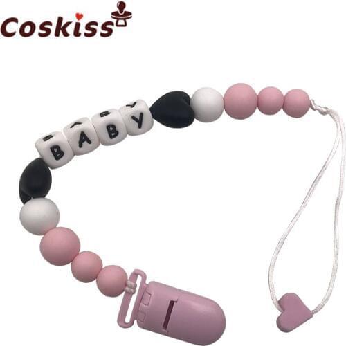 Pacifier Clips Silicone Teething Beads BPA Free Binky Holder for Girls, Boys, Baby Shower Gift, Teether Toys, Soothie, Mam