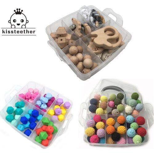Silicone Teether Baby DIY Crafts Set Pacifier Clips Crib Toy Safe And Natural Silicone Bead Teether Necklace Pendants