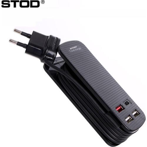 STOD 4 Port USB Charger 50W Quick Charge 3.0 Type C QC3.0 Fast Charging For Samsung Huawei LG Phone USBC Power Adapter