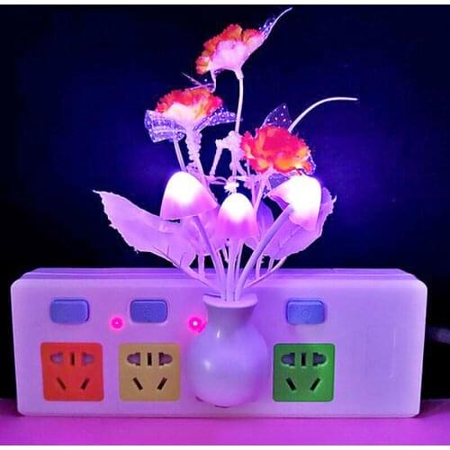 LED Tulip Night Light Light Control Smart Home Decorative Flower Wall Lamp 110-220V Bedside Lamp EU/US Plug For Hallway Pathway