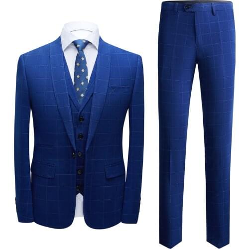 High-quality mens new three-piece suit. Fashion business casual. Checked suit suit. Cultivate ones morality dress
