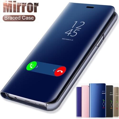 Mirror Smart Flip Case For Samsung Galaxy S20FE S10 S9 S8 S7 S6 Edge J5 J7 2016 J3 J5 J7 EU A3 A5 A7 2017 Note 10 Plus 8 9 Cover