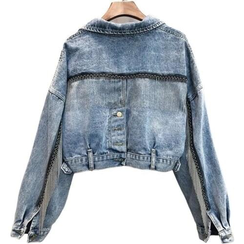 Fringed Short Denim Jacket 2021 Spring And Autumn Womens Personality Street Style Ripped Fashionable Blouse