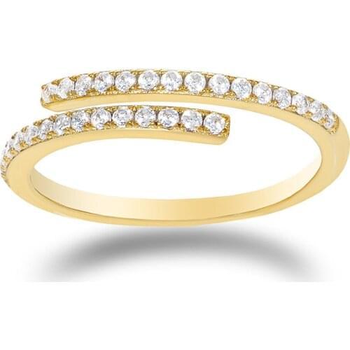 CANNER Ins Simple Single Row Diamond Open Ring 100% 925 Sterling Silver Anillos Gold Rings For Women Luxury Fine Jewelry Rings