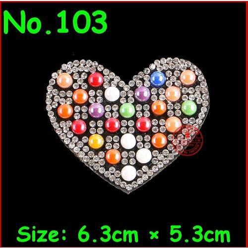 1 pcs/Lot Crystal Candy Pearl Heart Motif Hot fix Rhinestone Iron on Patch Jewelry Children Women Clothes Bride Wedding Dress
