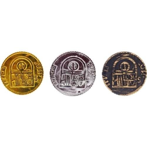 100pcs Pirate Treasure Game Poker Chips Gold Plating Plastic Poker Casino Coin