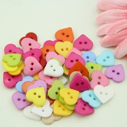 Fancy DIY 200pcs 15mm plastic 2 hole sewing buttons heart shape kidswear resin button free shipping mmbt018