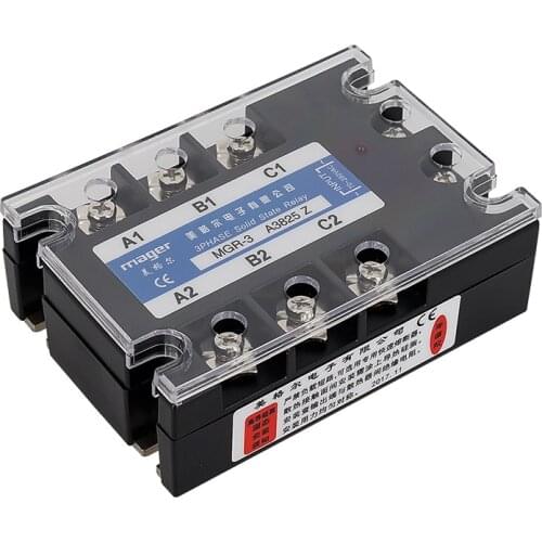 25A AC control AC Three phase Solid state relay (MGR-3 A4825 Z) SSR 70-280VAC to 480VAC Free shipping With protective covers